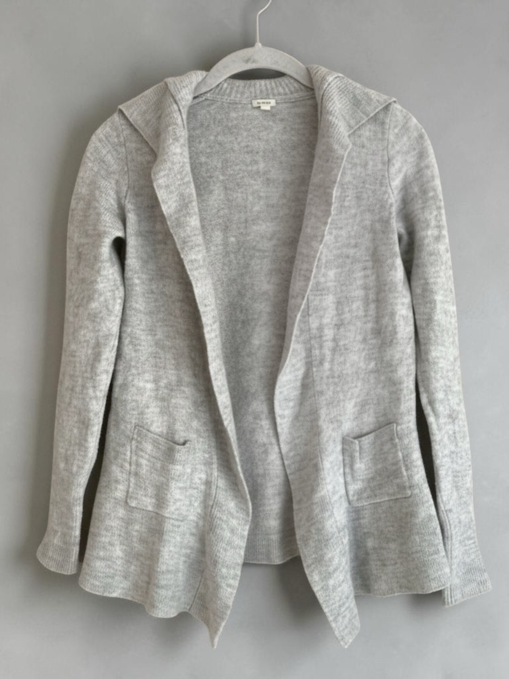 J.Crew gray wool and alpaca blend open-front hooded cardigan